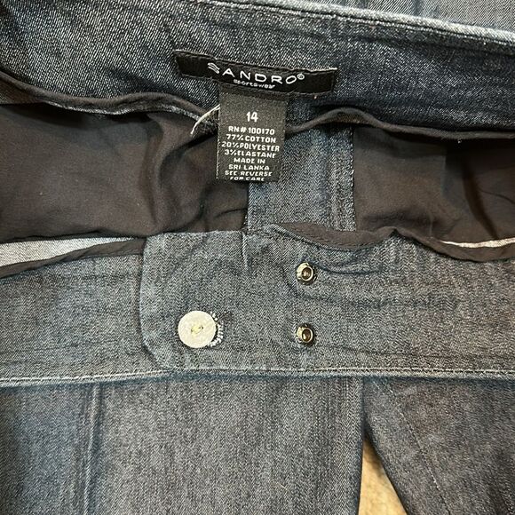 Sandro Sportswear Heathered Blue Trouser Cropped Capri Pleated Women Size 14 - Picture 5 of 10